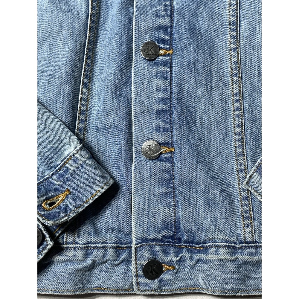 Calvin Klein Jeans‎ Men's L Light Wash Denim Trucker Jacket Cotton CK - Picture 2 of 11